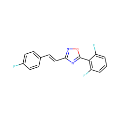 Fc1ccc(/C=C/c2noc(-c3c(F)cccc3F)n2)cc1 ZINC000072102429