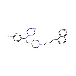 Fc1ccc([C@@H](CN2CCN(CCCCc3cccc4ccccc34)CC2)N2CCNCC2)cc1 ZINC000028646142