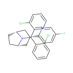 Fc1ccc([C@@H]2C[C@@H]3CC[C@H](C2)N3C(c2ccccc2Cl)c2ccccc2Cl)nc1 ZINC000103231441