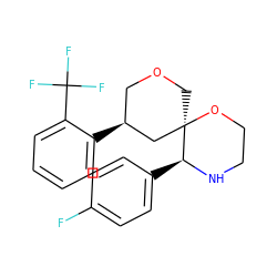 Fc1ccc([C@@H]2NCCO[C@@]23COC[C@H](c2ccccc2C(F)(F)F)C3)cc1 ZINC000026501239