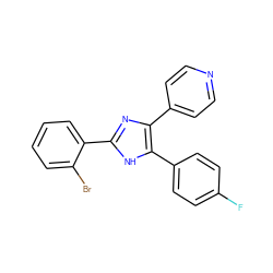 Fc1ccc(-c2[nH]c(-c3ccccc3Br)nc2-c2ccncc2)cc1 ZINC000003952166