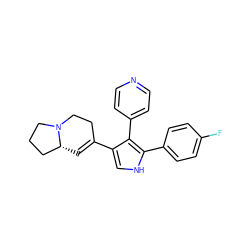 Fc1ccc(-c2[nH]cc(C3=C[C@@H]4CCCN4CC3)c2-c2ccncc2)cc1 ZINC000000590353