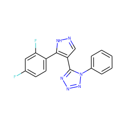 Fc1ccc(-c2[nH]ncc2-c2nnnn2-c2ccccc2)c(F)c1 ZINC000013126547