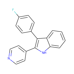 Fc1ccc(-c2c(-c3ccncc3)[nH]c3ccccc23)cc1 ZINC000013528357