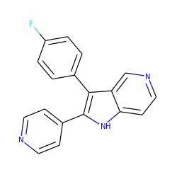 Fc1ccc(-c2c(-c3ccncc3)[nH]c3ccncc23)cc1 ZINC000012365468