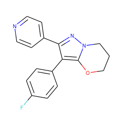 Fc1ccc(-c2c(-c3ccncc3)nn3c2OCCC3)cc1 ZINC000028390655