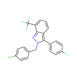 Fc1ccc(-c2c3cccc(C(F)(F)F)c3nn2Cc2ccc(Cl)cc2)cc1 ZINC000040865176