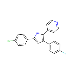 Fc1ccc(-c2cc(-c3ccc(Cl)cc3)[nH]c2-c2ccncc2)cc1 ZINC000026643672