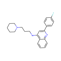 Fc1ccc(-c2cc(NCCCN3CCCCC3)c3ccccc3n2)cc1 ZINC000208042666