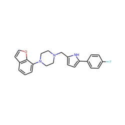 Fc1ccc(-c2ccc(CN3CCN(c4cccc5ccoc45)CC3)[nH]2)cc1 ZINC000053098495