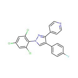 Fc1ccc(-c2cn(-c3c(Cl)cc(Cl)cc3Cl)nc2-c2ccncc2)cc1 ZINC000084632633