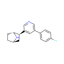 Fc1ccc(-c2cncc([C@H]3C[C@H]4CC[C@H]3N4)c2)cc1 ZINC000261091833