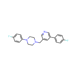 Fc1ccc(-c2cncc(CN3CCN(c4ccc(F)cc4)CC3)c2)cc1 ZINC000084462308