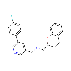 Fc1ccc(-c2cncc(CNC[C@H]3CCc4ccccc4O3)c2)cc1 ZINC000000021067