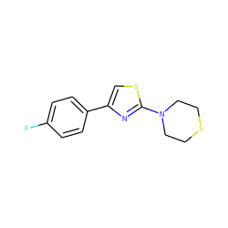 Fc1ccc(-c2csc(N3CCSCC3)n2)cc1 ZINC000001405933