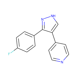 Fc1ccc(-c2n[nH]cc2-c2ccncc2)cc1 ZINC000016052350