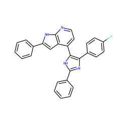 Fc1ccc(-c2nc(-c3ccccc3)[nH]c2-c2ccnc3[nH]c(-c4ccccc4)cc23)cc1 ZINC000095576838