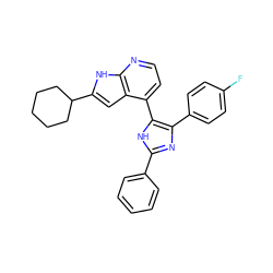 Fc1ccc(-c2nc(-c3ccccc3)[nH]c2-c2ccnc3[nH]c(C4CCCCC4)cc23)cc1 ZINC000095579276