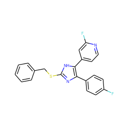 Fc1ccc(-c2nc(SCc3ccccc3)[nH]c2-c2ccnc(F)c2)cc1 ZINC000013524466