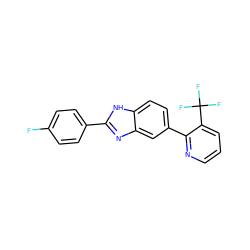 Fc1ccc(-c2nc3cc(-c4ncccc4C(F)(F)F)ccc3[nH]2)cc1 ZINC000038156650