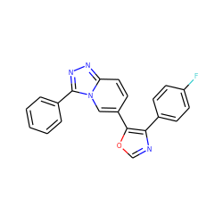 Fc1ccc(-c2ncoc2-c2ccc3nnc(-c4ccccc4)n3c2)cc1 ZINC000014961304