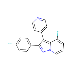 Fc1ccc(-c2nn3cccc(F)c3c2-c2ccncc2)cc1 ZINC000034004479