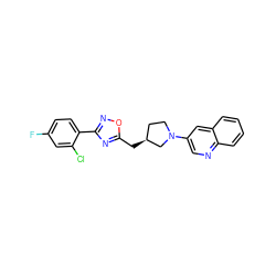 Fc1ccc(-c2noc(C[C@H]3CCN(c4cnc5ccccc5c4)C3)n2)c(Cl)c1 ZINC000040402905