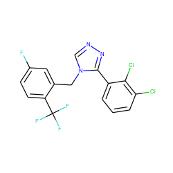 Fc1ccc(C(F)(F)F)c(Cn2cnnc2-c2cccc(Cl)c2Cl)c1 ZINC000028897978