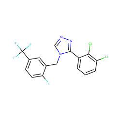 Fc1ccc(C(F)(F)F)cc1Cn1cnnc1-c1cccc(Cl)c1Cl ZINC000028898015