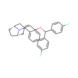 Fc1ccc(C(OCC=C2C[C@@H]3CC[C@H](C2)N3Cc2ccccc2)c2ccc(F)cc2)cc1 ZINC000013487733