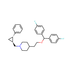 Fc1ccc(C(OCCC2CCN(C[C@H]3C[C@@H]3c3ccccc3)CC2)c2ccc(F)cc2)cc1 ZINC000013683696