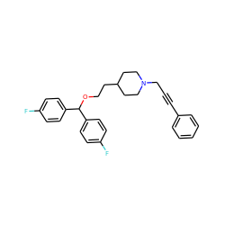 Fc1ccc(C(OCCC2CCN(CC#Cc3ccccc3)CC2)c2ccc(F)cc2)cc1 ZINC000013491396