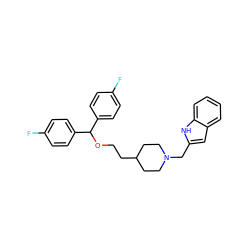 Fc1ccc(C(OCCC2CCN(Cc3cc4ccccc4[nH]3)CC2)c2ccc(F)cc2)cc1 ZINC000013491399