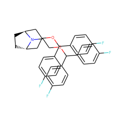 Fc1ccc(C(OCCN2[C@H]3CC[C@H]2CC(OC(c2ccc(F)cc2)c2ccc(F)cc2)C3)c2ccc(F)cc2)cc1 ZINC000100800475