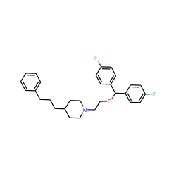 Fc1ccc(C(OCCN2CCC(CCCc3ccccc3)CC2)c2ccc(F)cc2)cc1 ZINC000026473499