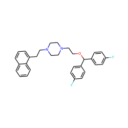 Fc1ccc(C(OCCN2CCN(CCc3cccc4ccccc34)CC2)c2ccc(F)cc2)cc1 ZINC000022938683