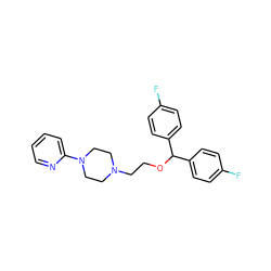 Fc1ccc(C(OCCN2CCN(c3ccccn3)CC2)c2ccc(F)cc2)cc1 ZINC000000835004