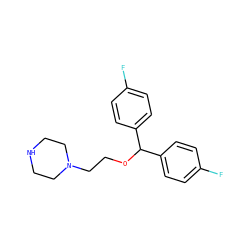 Fc1ccc(C(OCCN2CCNCC2)c2ccc(F)cc2)cc1 ZINC000022938528