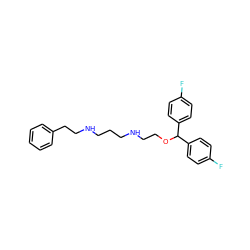 Fc1ccc(C(OCCNCCCNCCc2ccccc2)c2ccc(F)cc2)cc1 ZINC000013800394