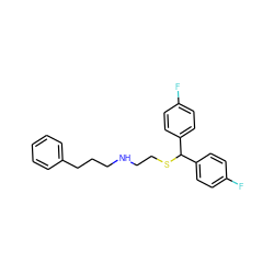 Fc1ccc(C(SCCNCCCc2ccccc2)c2ccc(F)cc2)cc1 ZINC000038837774