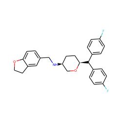 Fc1ccc(C(c2ccc(F)cc2)[C@@H]2CC[C@H](NCc3ccc4c(c3)CCO4)CO2)cc1 ZINC000103228727