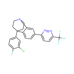 Fc1ccc(C23CCN(CC2)Cc2cc(-c4ccc(C(F)(F)F)nn4)ccc23)cc1Cl ZINC000114345976