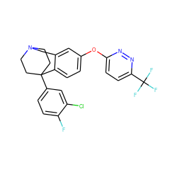 Fc1ccc(C23CCN(CC2)Cc2cc(Oc4ccc(C(F)(F)F)nn4)ccc23)cc1Cl ZINC000114350516