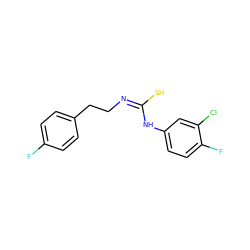 Fc1ccc(CC/N=C(/S)Nc2ccc(F)c(Cl)c2)cc1 ZINC000013519340