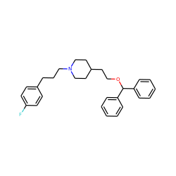 Fc1ccc(CCCN2CCC(CCOC(c3ccccc3)c3ccccc3)CC2)cc1 ZINC000003978818