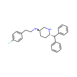 Fc1ccc(CCN[C@@H]2CC[C@@H](C(c3ccccc3)c3ccccc3)NC2)cc1 ZINC000026291693