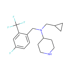 Fc1ccc(CN(CC2CC2)C2CCNCC2)c(C(F)(F)F)c1 ZINC000036093179