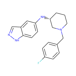 Fc1ccc(CN2CCC[C@@H](Nc3ccc4[nH]ncc4c3)C2)cc1 ZINC000028642506