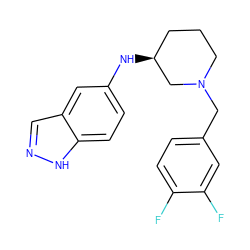 Fc1ccc(CN2CCC[C@H](Nc3ccc4[nH]ncc4c3)C2)cc1F ZINC000000009055