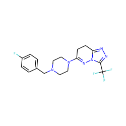 Fc1ccc(CN2CCN(C3=Nn4c(nnc4C(F)(F)F)CC3)CC2)cc1 ZINC000103119179